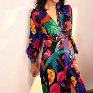 NWT FARM RIO TROPICAL FLORAL WRAP JUMPSUIT SZ WMNS XL